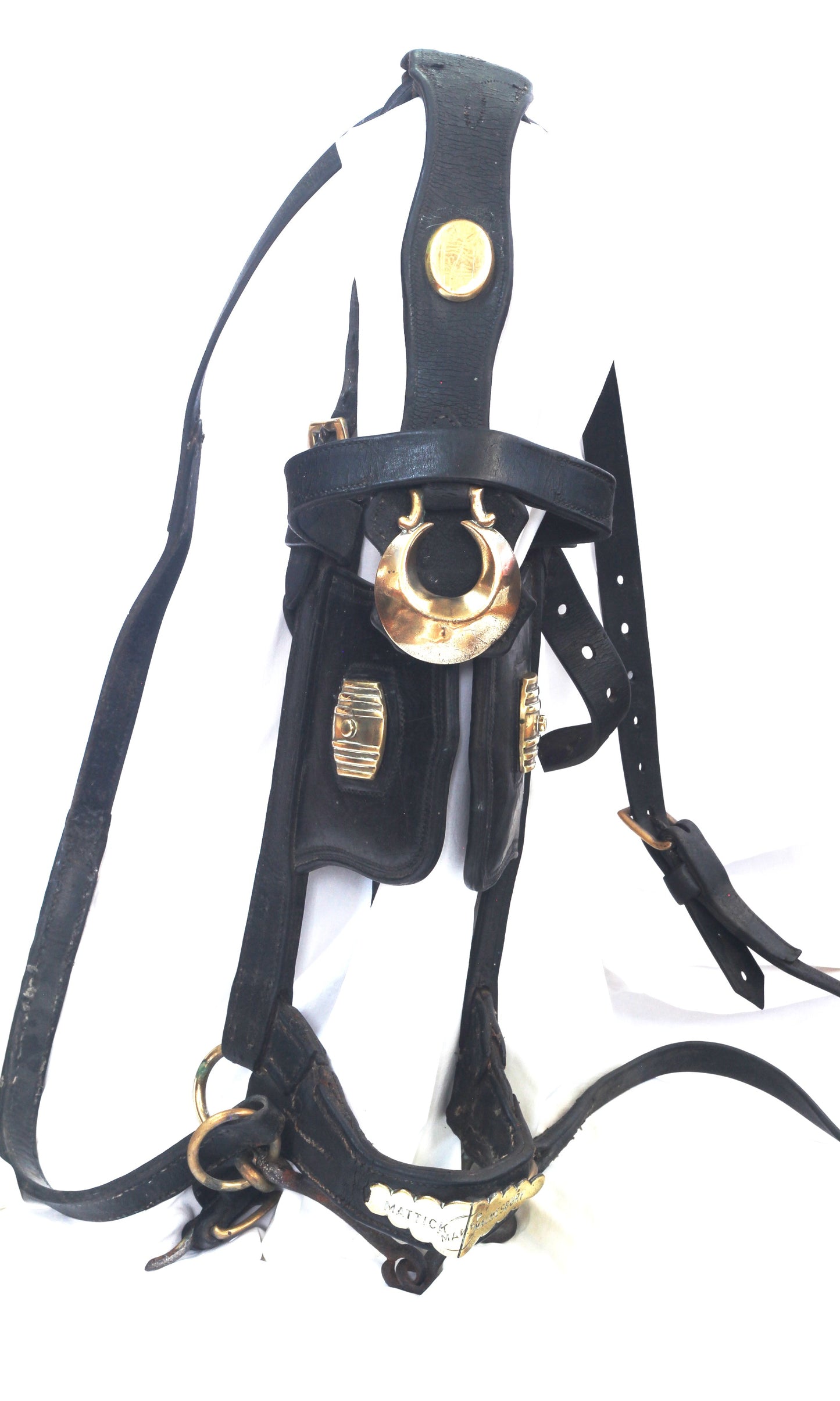 Antique Brass Decorated Brewer's Dray Bridle c.1915