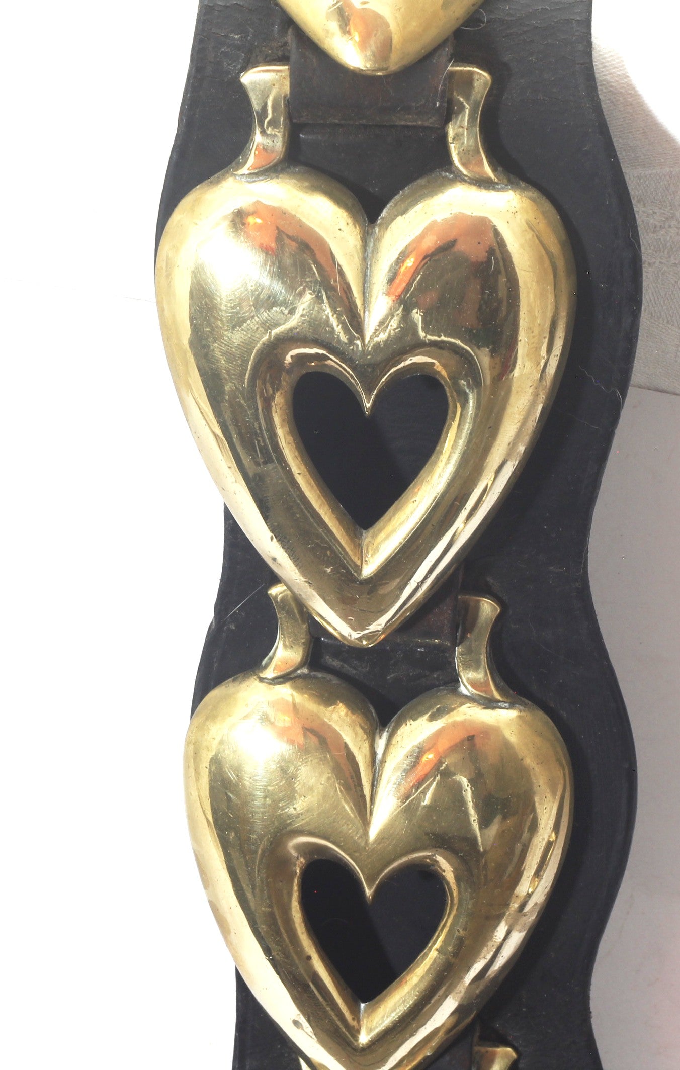 Antique Heavy Horse Martingale with Four Heart Brasses