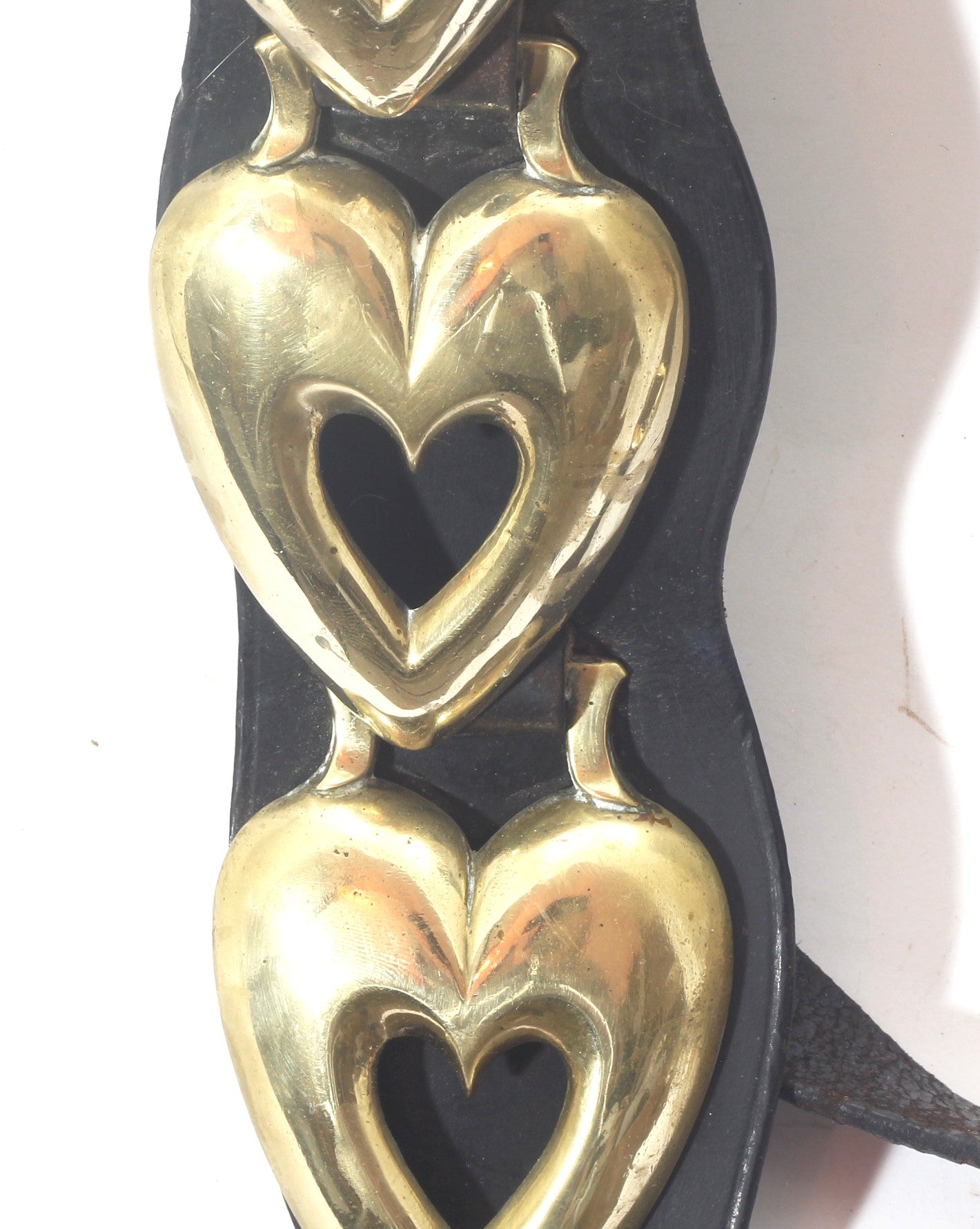 Antique Heavy Horse Martingale with Four Heart Brasses