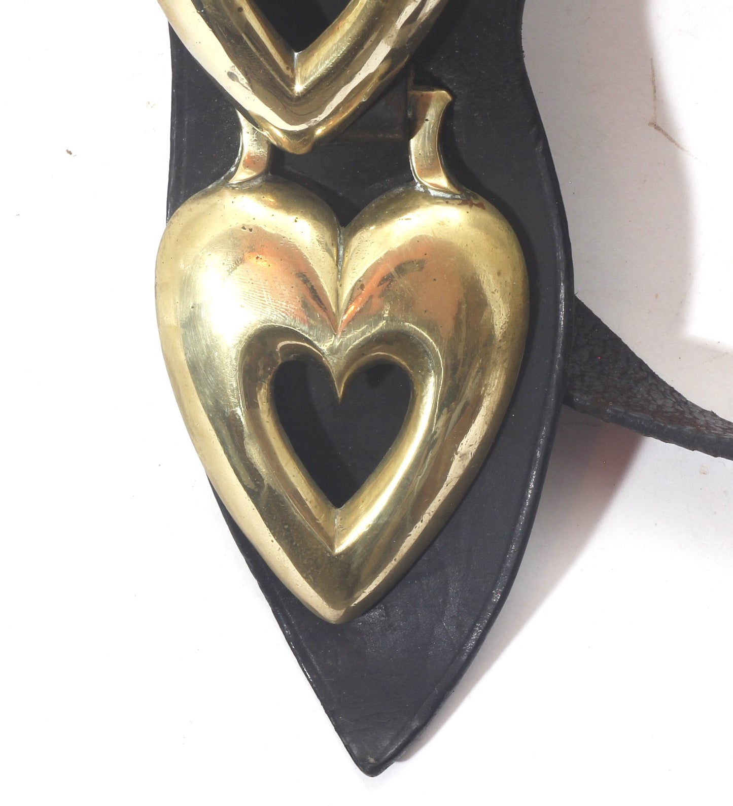 Antique Heavy Horse Martingale with Four Heart Brasses
