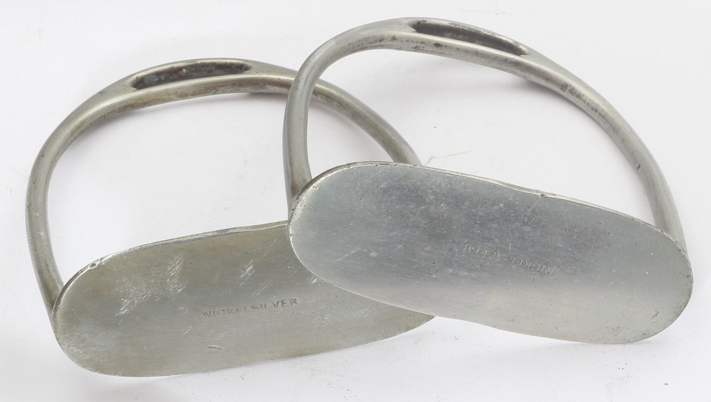 A Pair of Antique Nickel Silver Stirrups