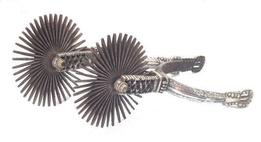 A Pair of Silver Decorated Chilean Huaso Spurs