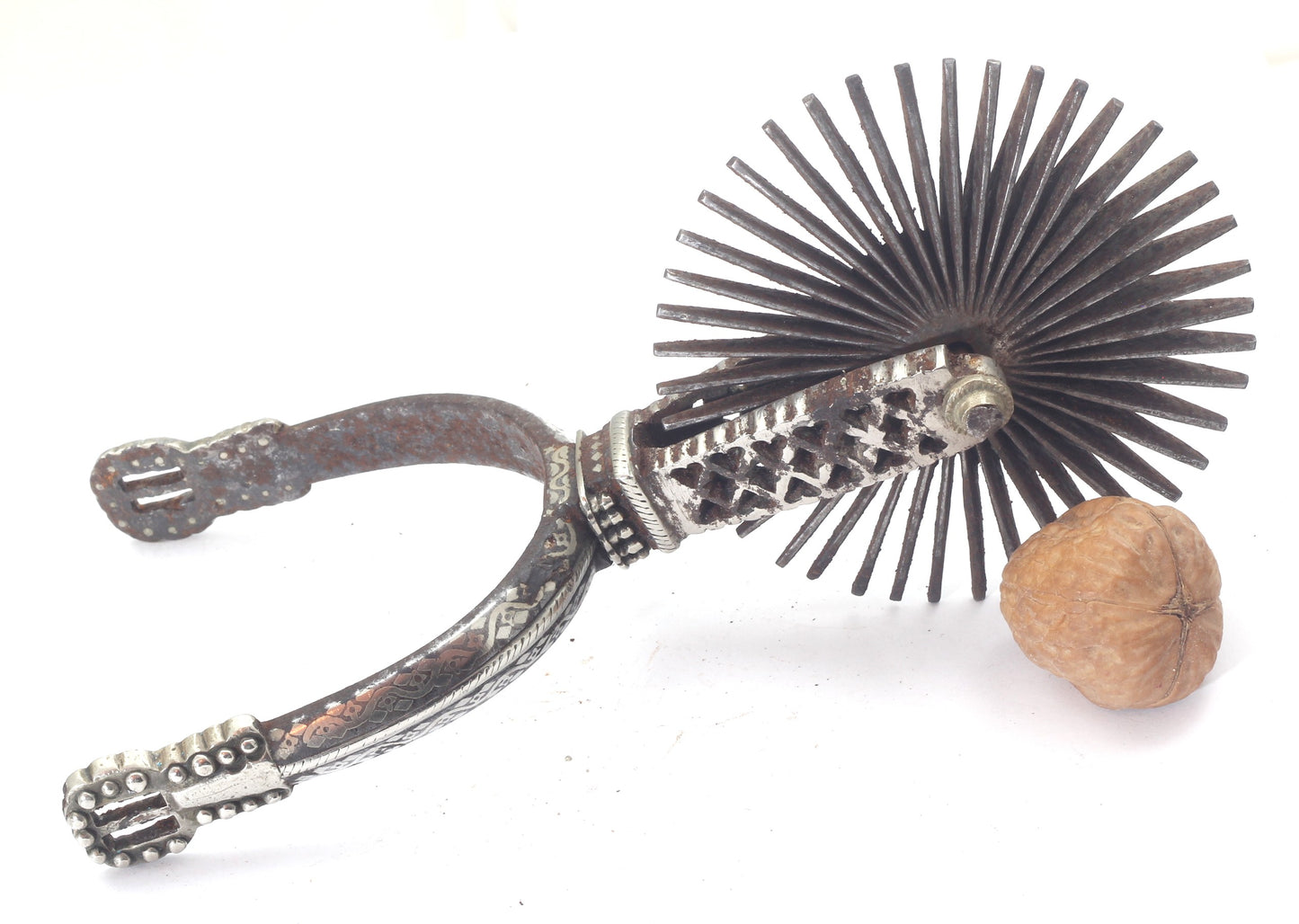 A Pair of Silver Decorated Chilean Huaso Spurs