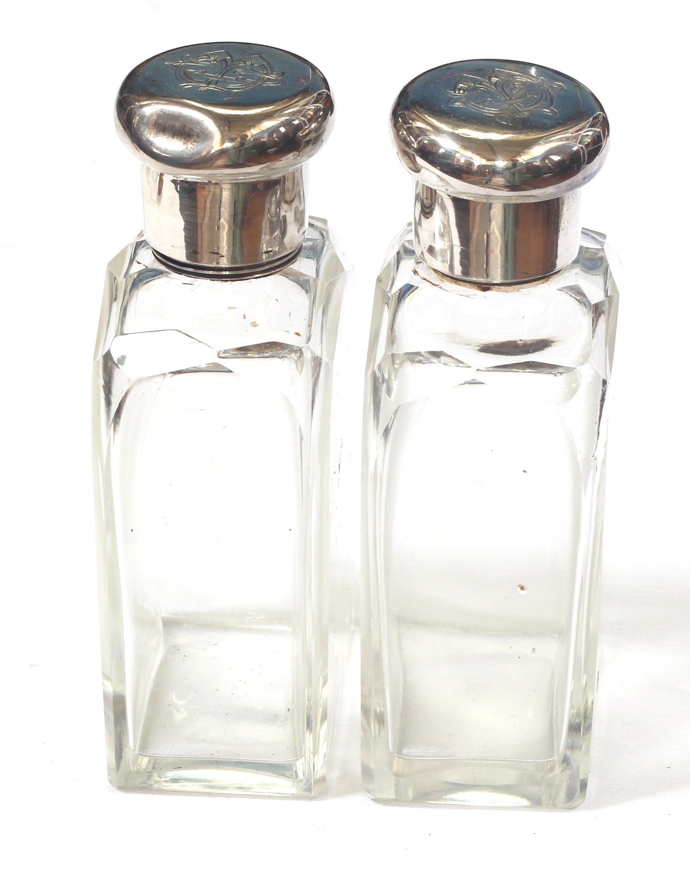 Pair of Travel Flasks or Bottles in Leather Case by Finnigan