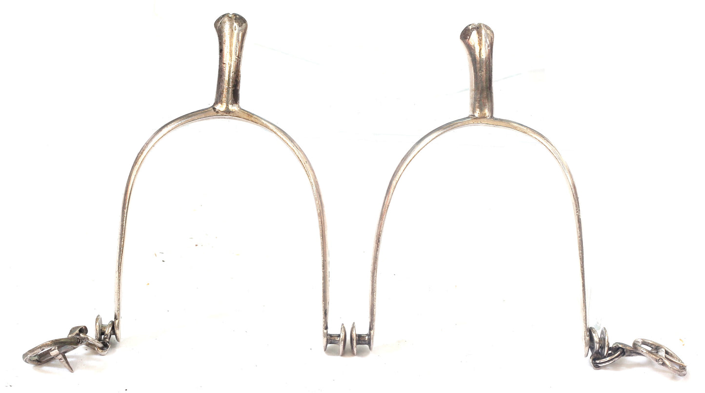 Pair of 1859 Victorian Sterling Silver Riding / Hunting Spurs