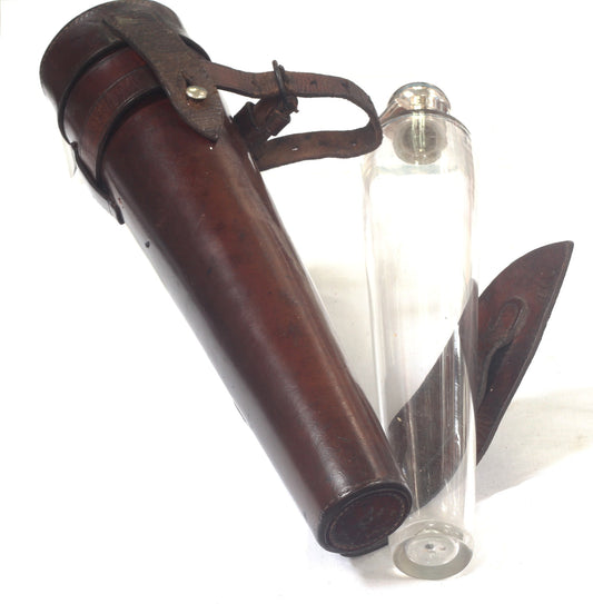 Antique Saddle or Hunting Flask in Leather Case