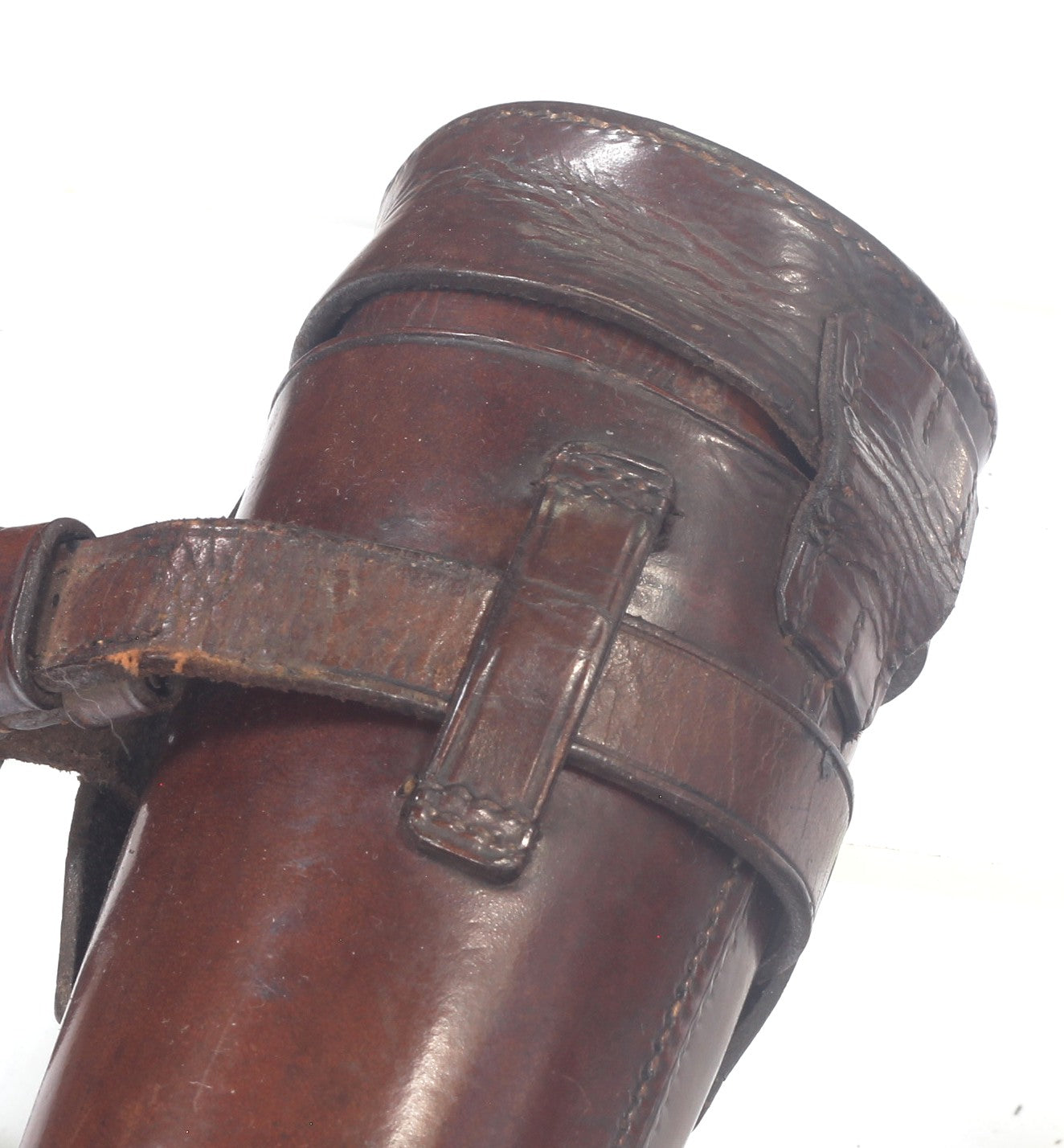 Antique Saddle or Hunting Flask in Leather Case