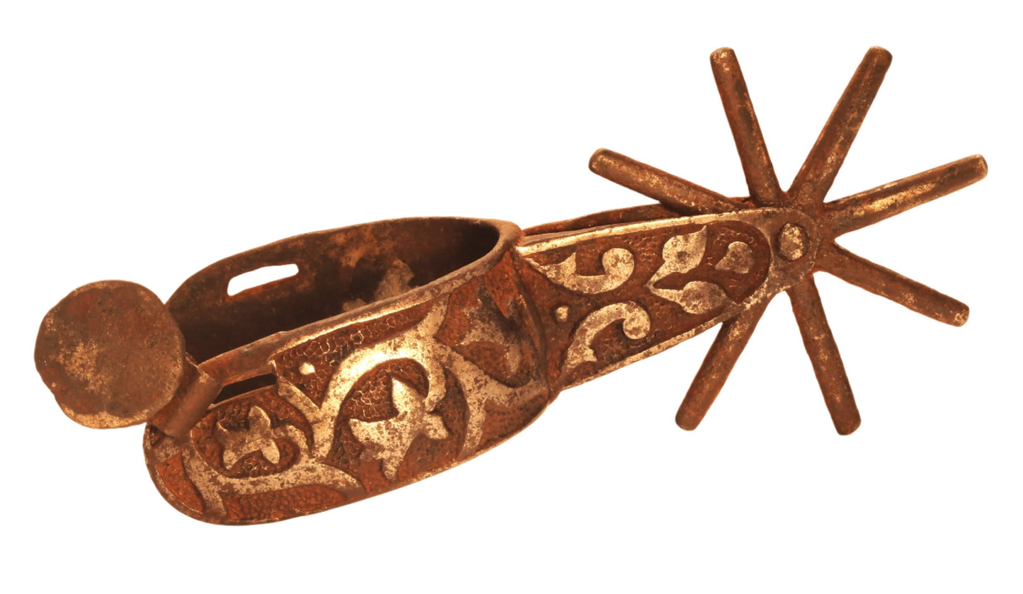 Heavy Antique Mexican Spur with Cast Decoration