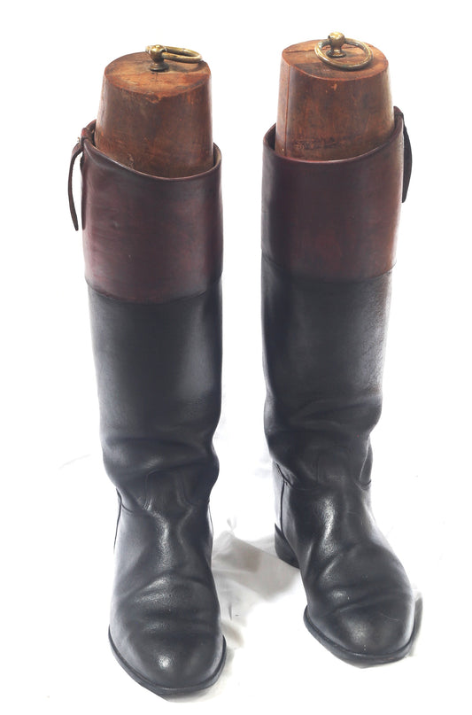 Vintage Leather Hunting Top Boots and Trees