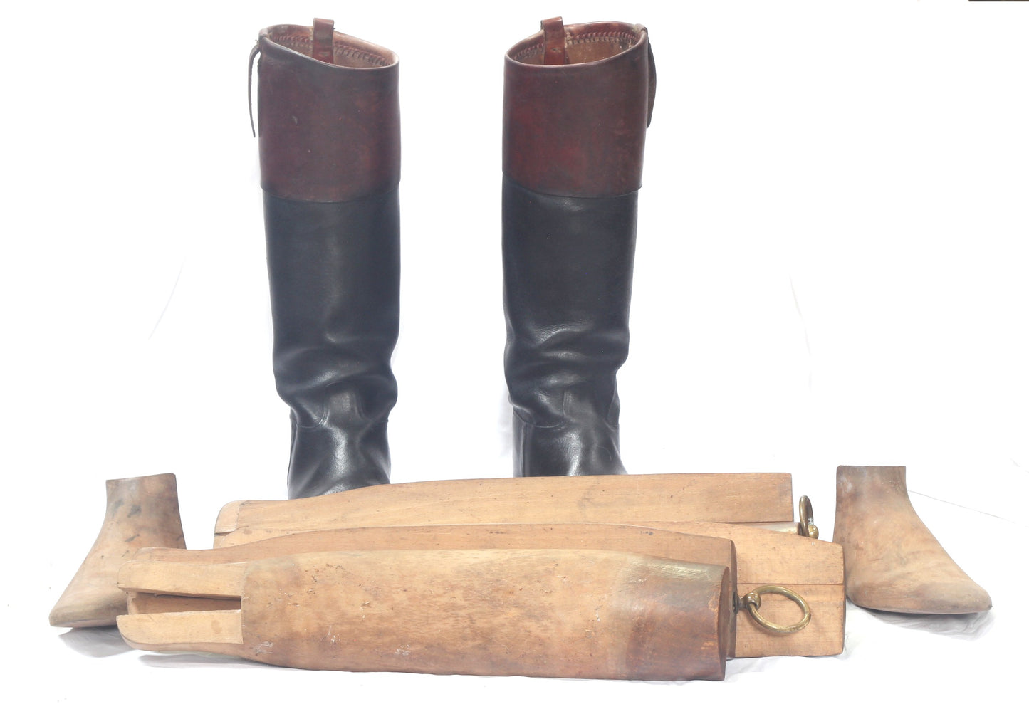 Vintage Leather Hunting Top Boots and Trees