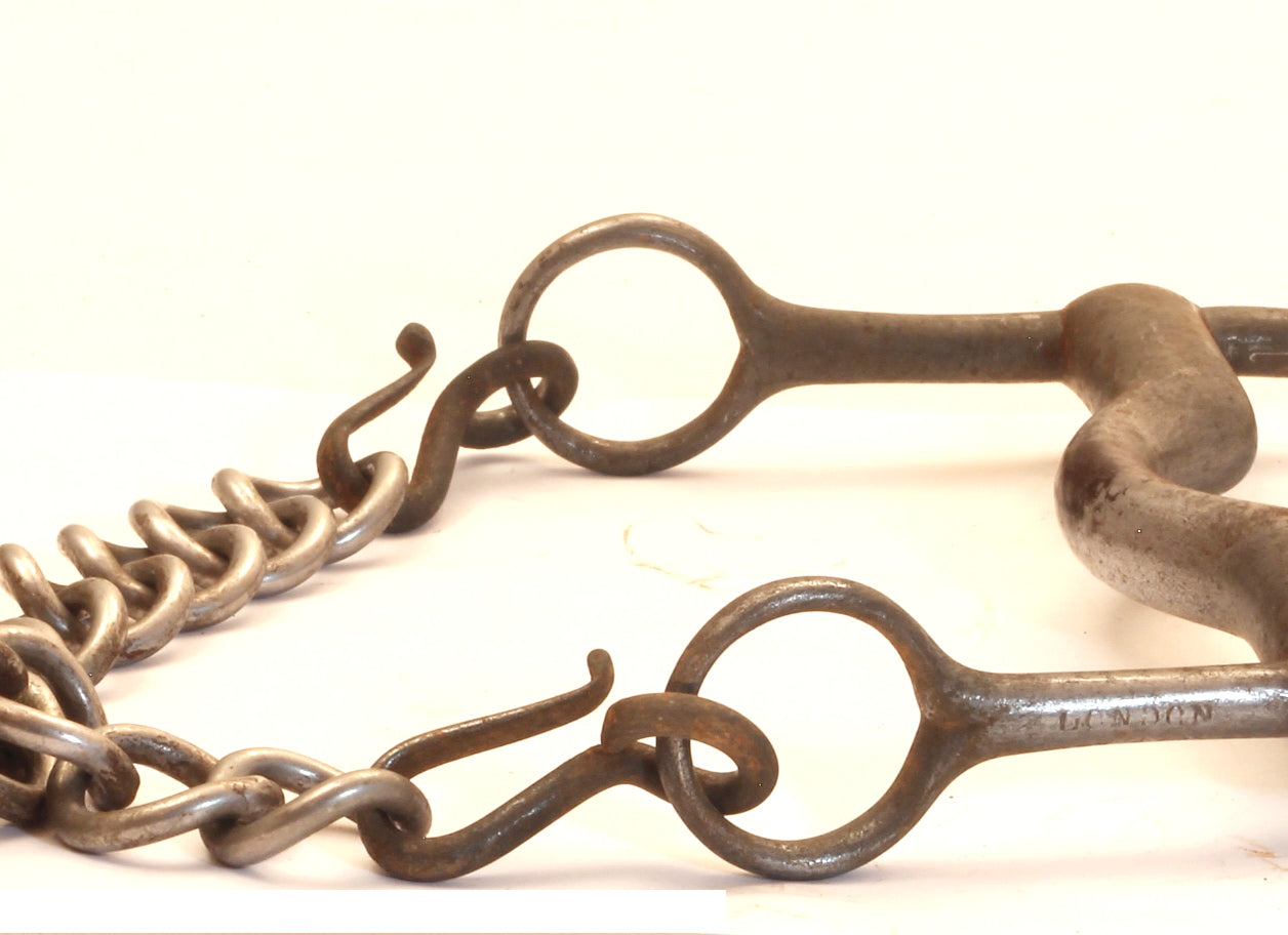 An Antique Steel Weymouth Curb Bit by Leatherby