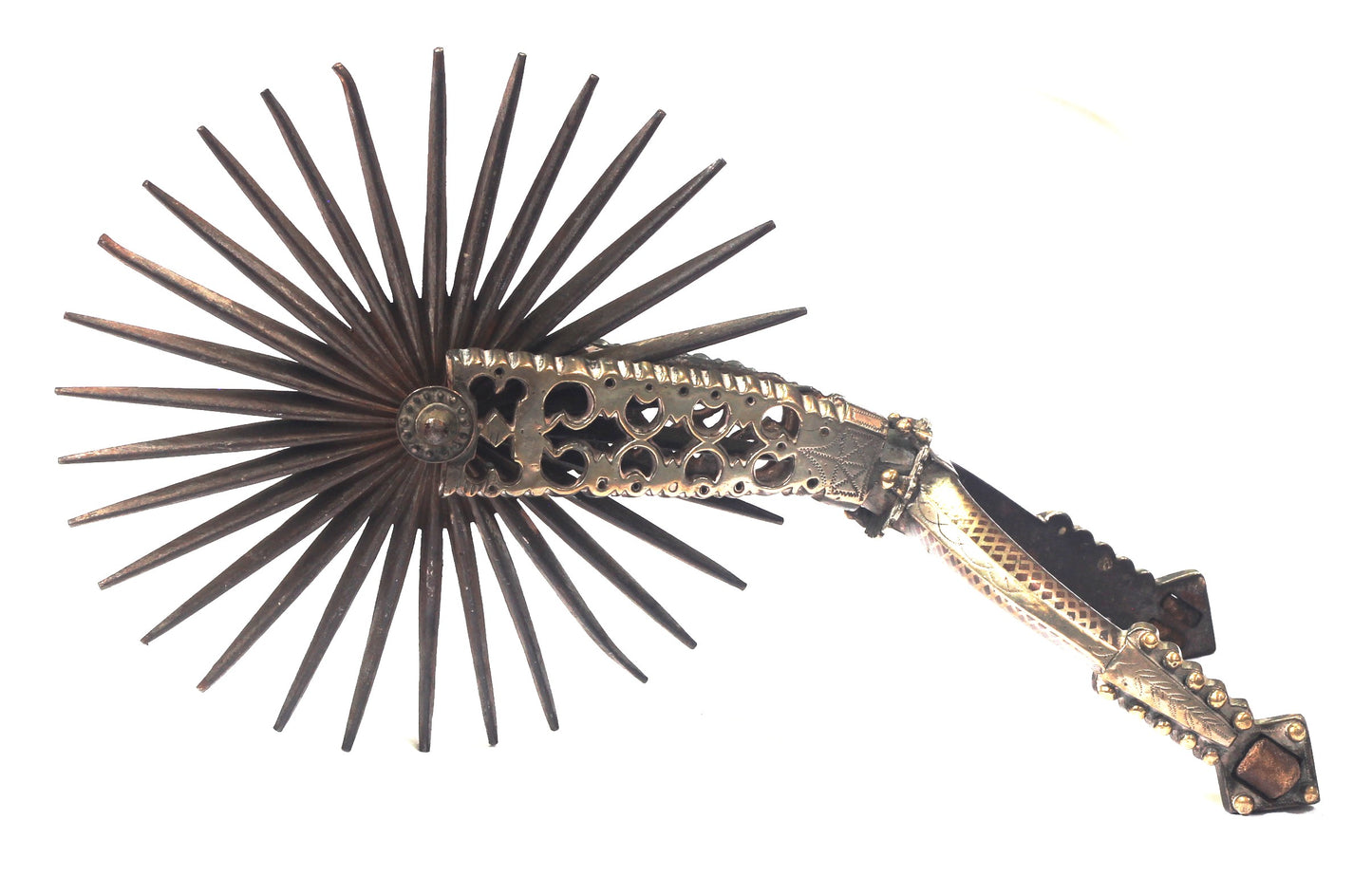 A Pair of Silver Decorated Chilean Huaso Spurs with Huge Rowels
