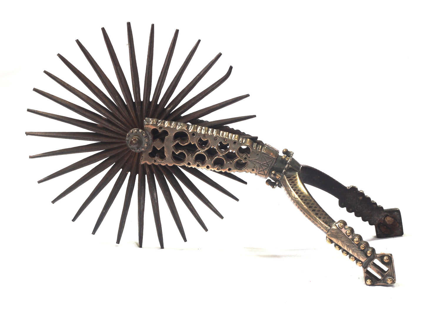 A Pair of Silver Decorated Chilean Huaso Spurs with Huge Rowels