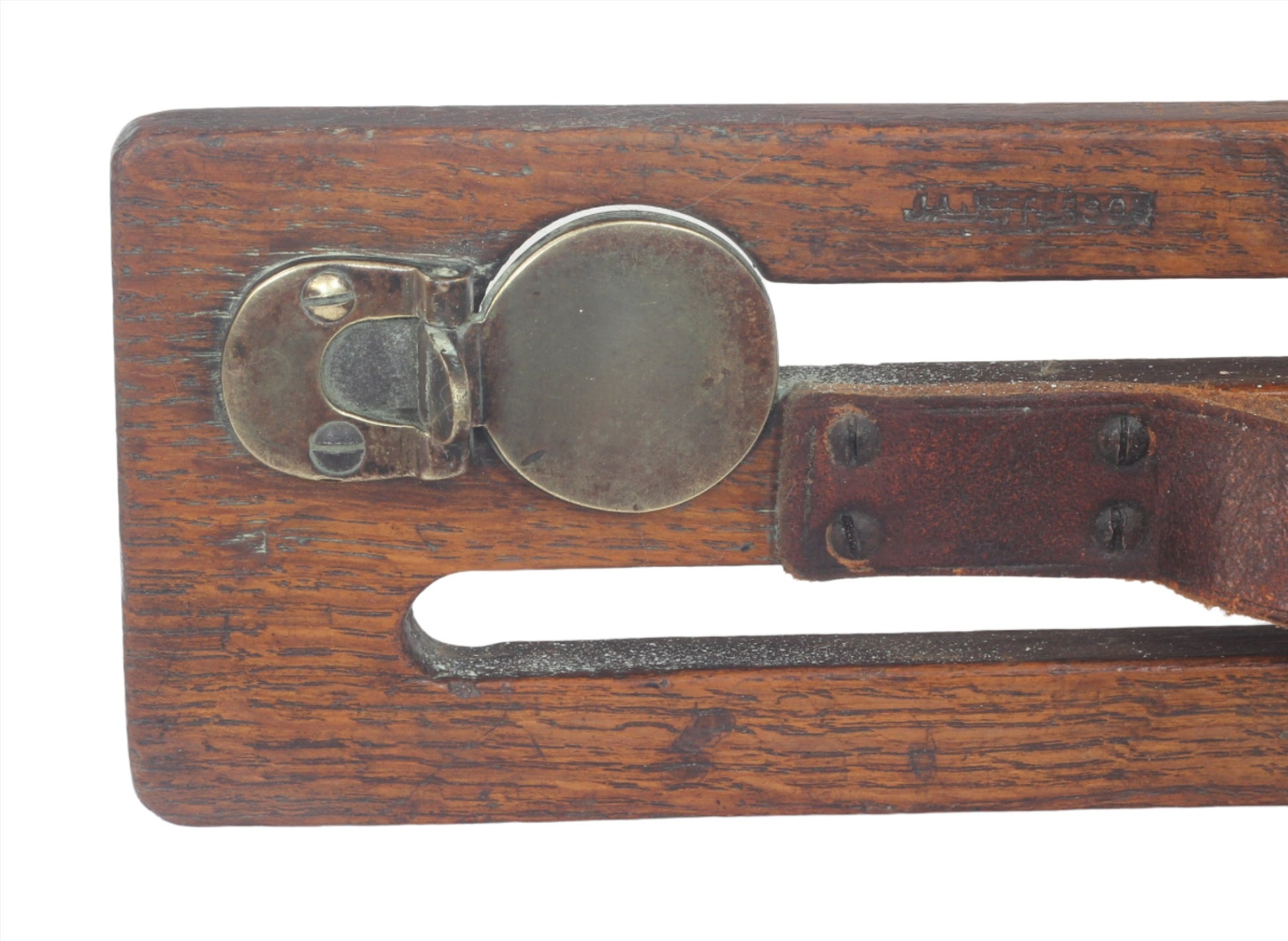 Antique Oak & Brass Double Game Carrier by Jefferson