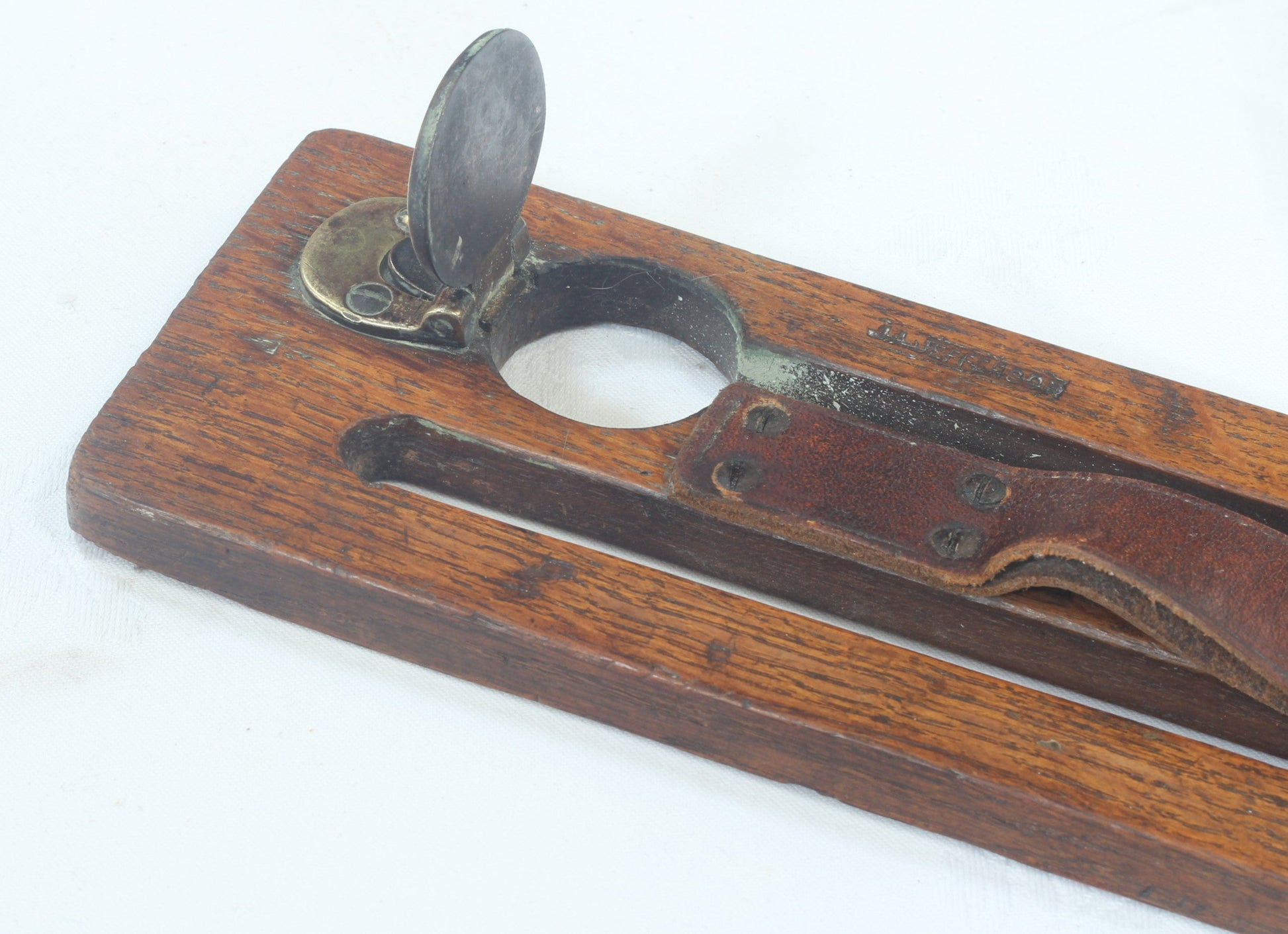 Antique Oak & Brass Double Game Carrier by Jefferson