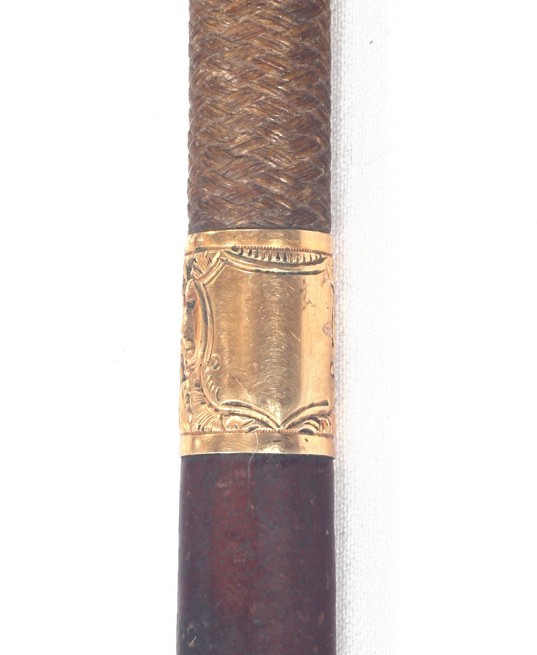 Victorian Gents Park Whip with Decorated Gilt Mounts