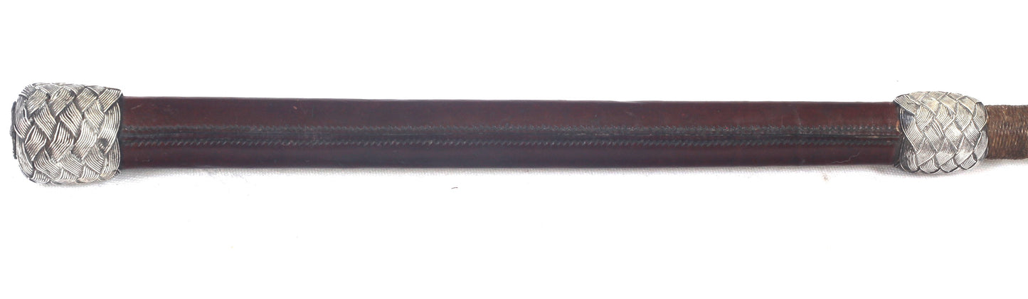 Antique Park or Cutting Whip with Braided Silver Mounts