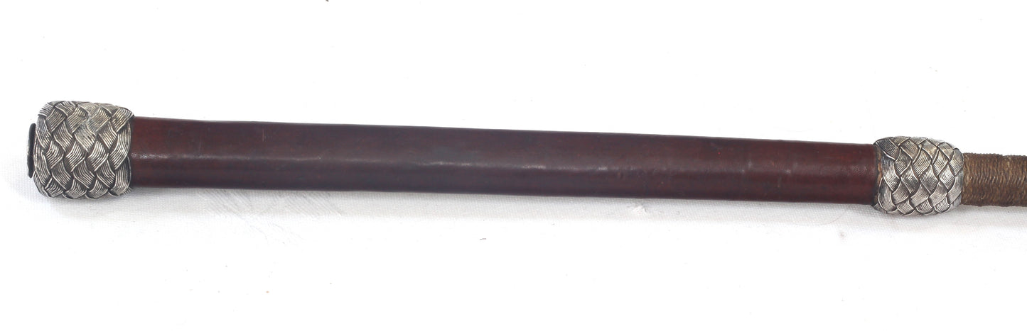 Antique Park or Cutting Whip with Braided Silver Mounts