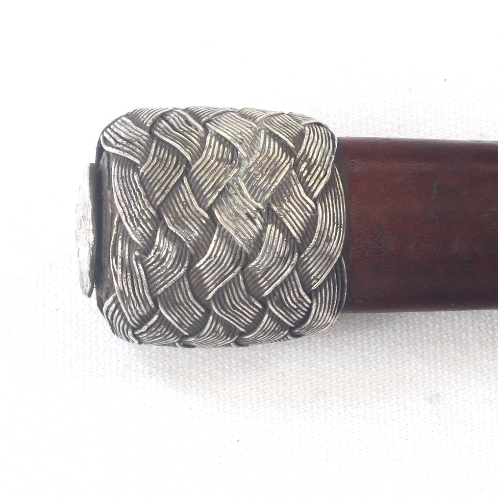 Antique Park or Cutting Whip with Braided Silver Mounts