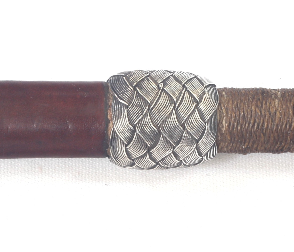 Antique Park or Cutting Whip with Braided Silver Mounts