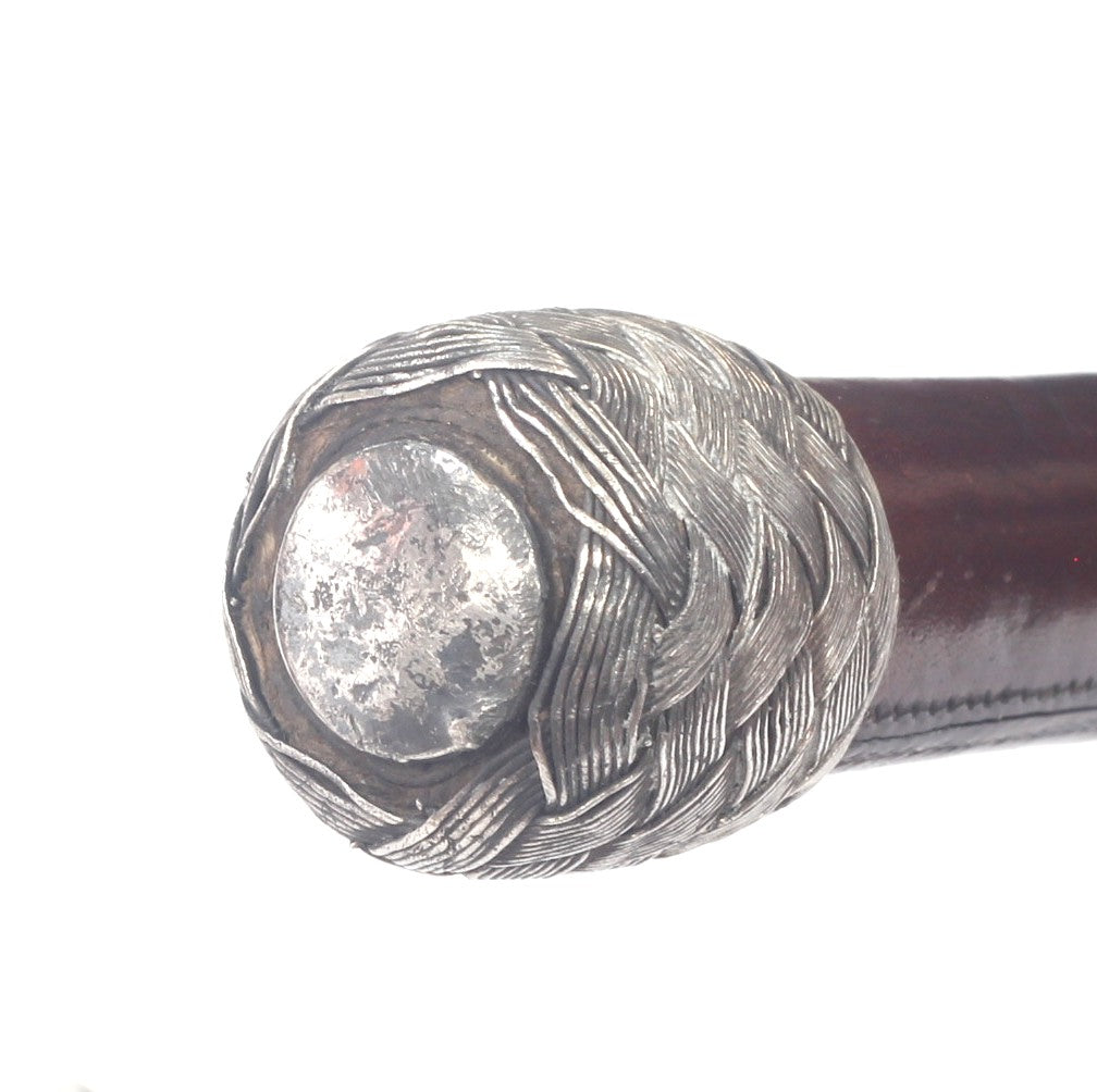 Antique Park or Cutting Whip with Braided Silver Mounts
