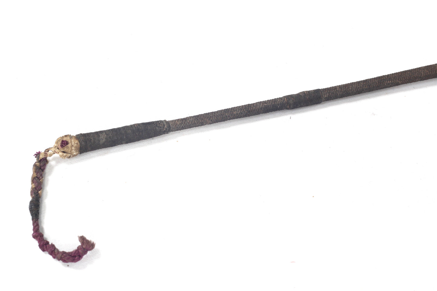 Antique Park or Cutting Whip with Braided Silver Mounts