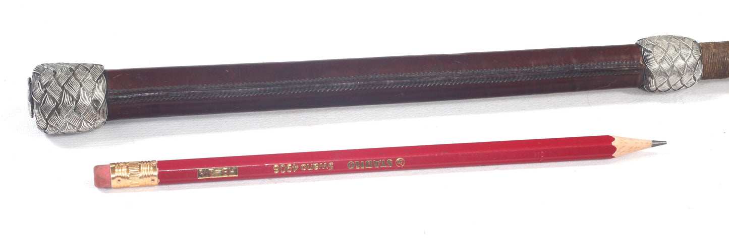 Antique Park or Cutting Whip with Braided Silver Mounts