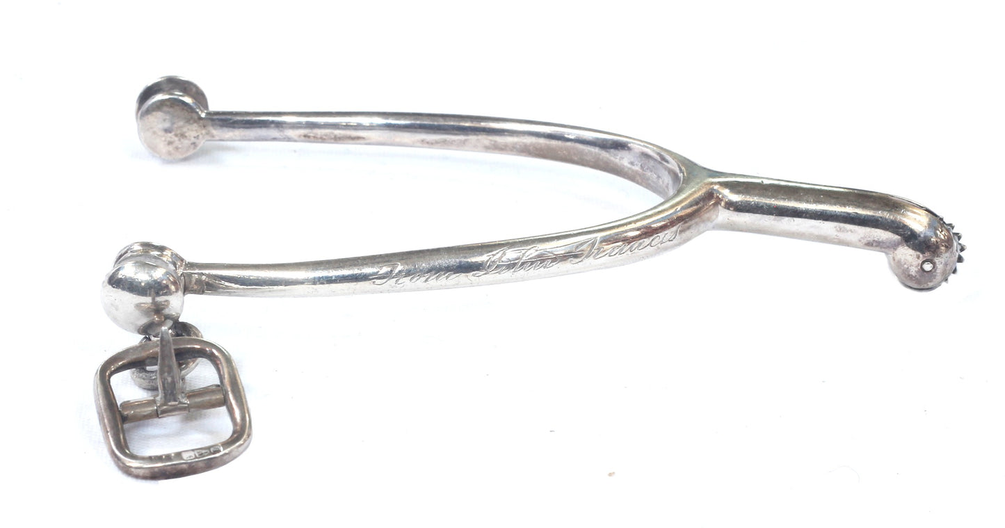 Single 1895 Victorian Sterling Silver Riding / Hunting Spur by Walker & Hall