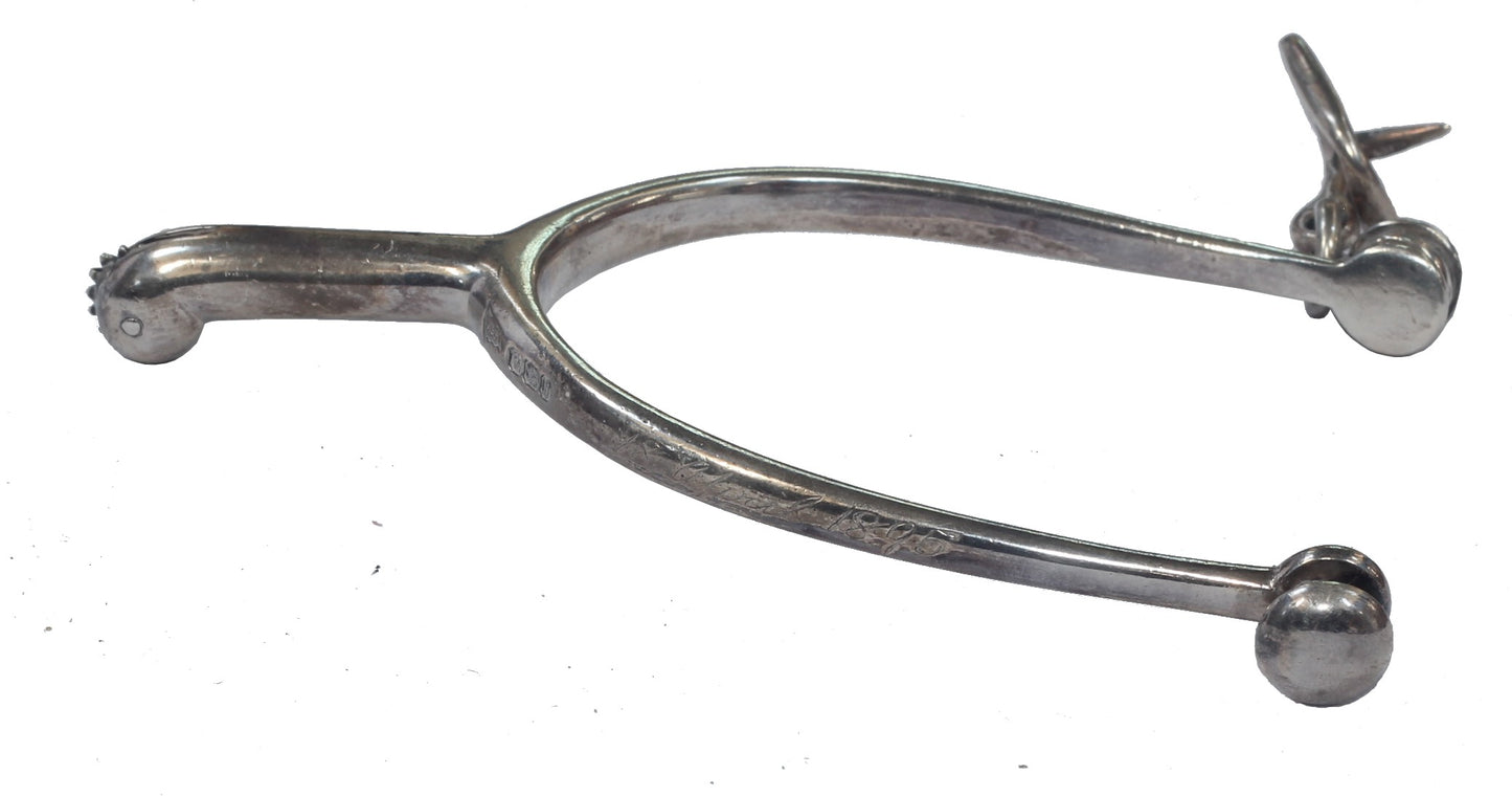 Single 1895 Victorian Sterling Silver Riding / Hunting Spur by Walker & Hall