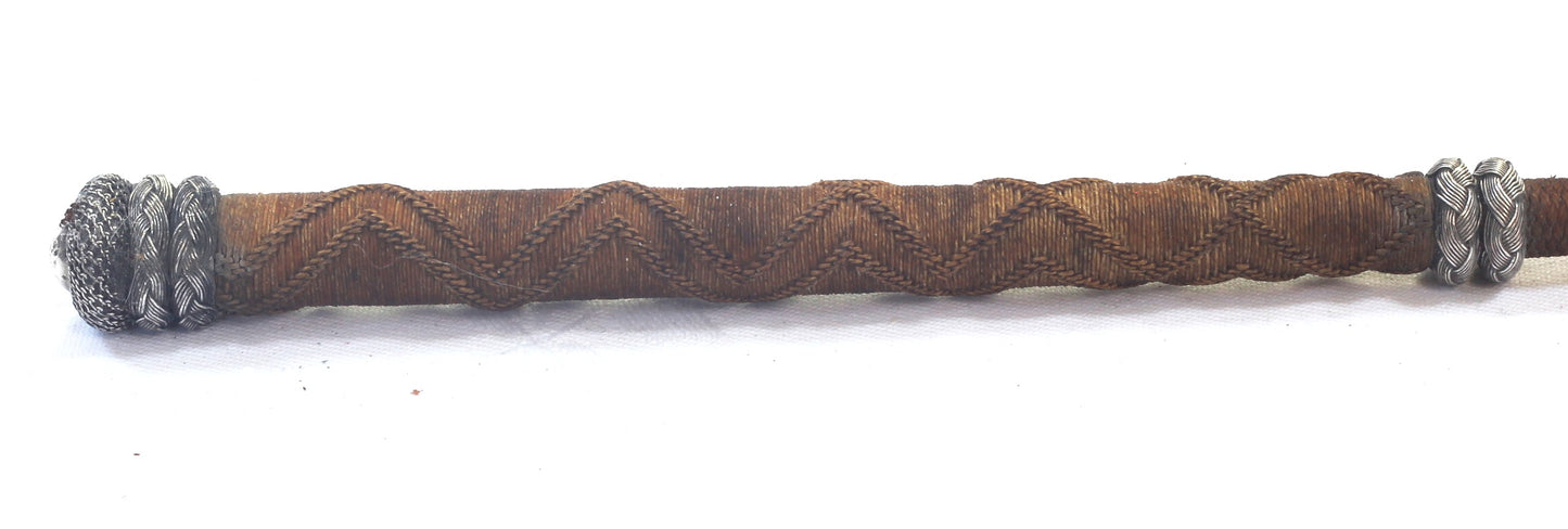 Georgian Ladies Riding Whip with Braided Silver Wire Knops