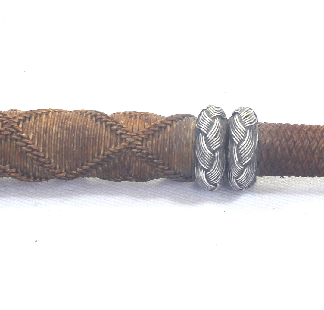 Georgian Ladies Riding Whip with Braided Silver Wire Knops