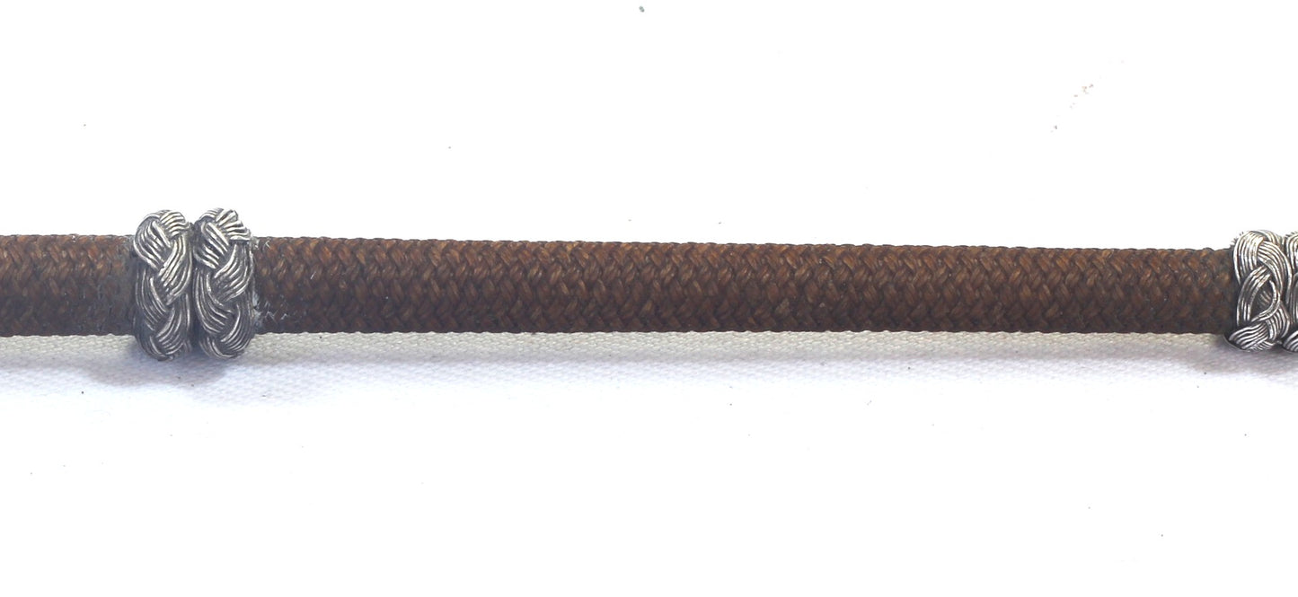Georgian Ladies Riding Whip with Braided Silver Wire Knops - w1640