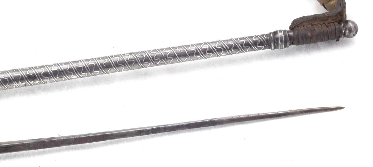 Silver Caucasian Riding Whip or Nagaika with Concealed Blade