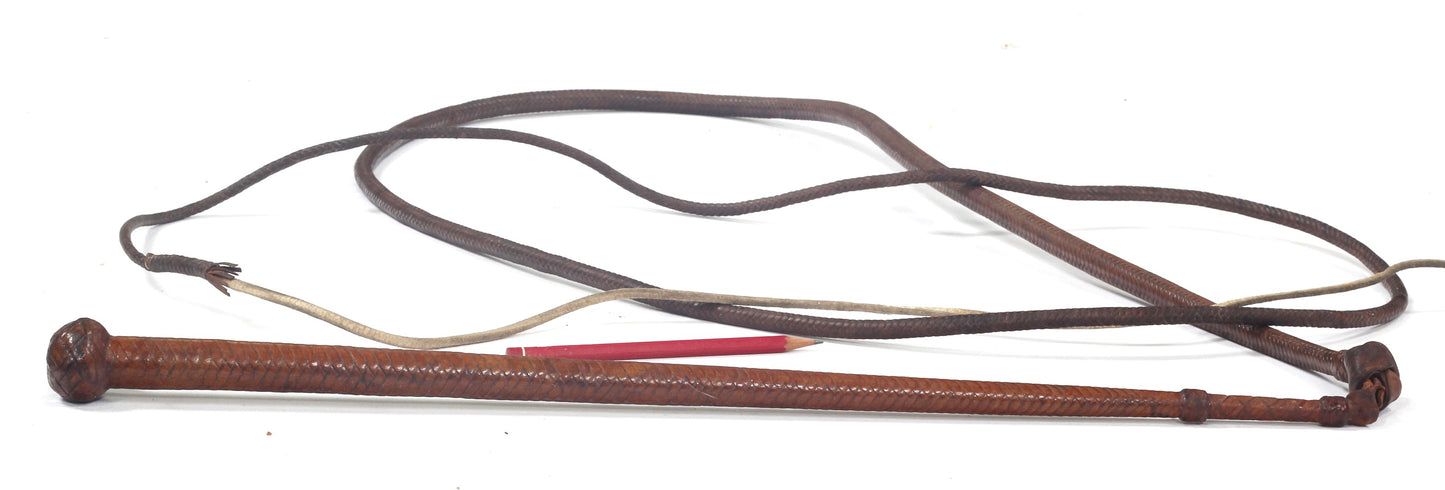 Vintage Braided Leather Stock Whip