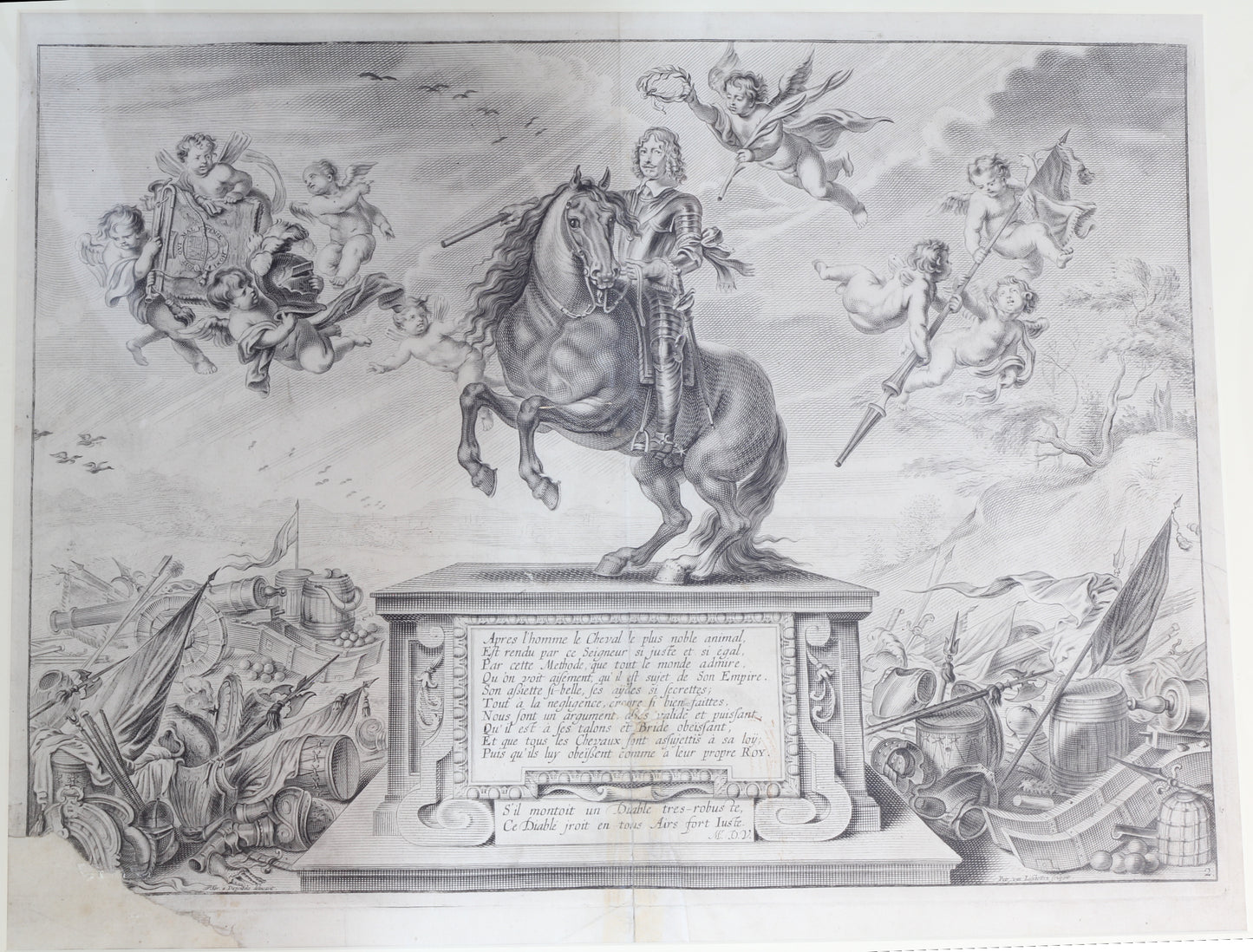 Plate 2 from "La Methode et Invention Nouvelle de Dresser les Chevaux" by William Cavendish, 1657