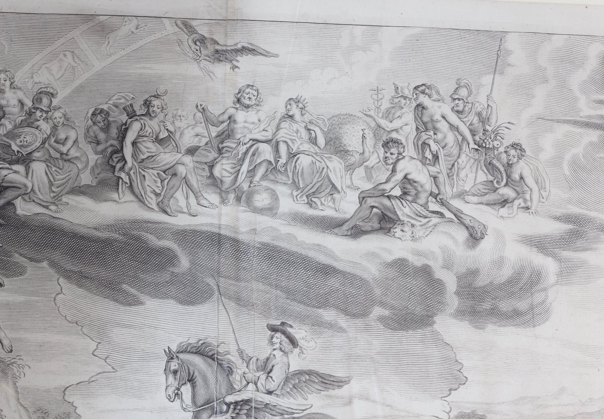 Plate 4 from "La Methode et Invention Nouvelle de Dresser les Chevaux" by William Cavendish, 1657 - The Duke of Cavendish Astonishing the Gods