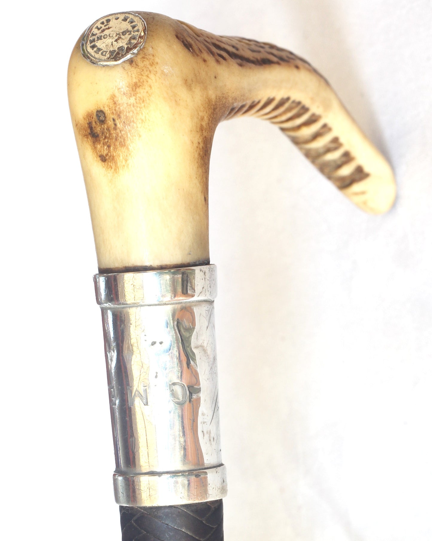 1922 Swaine & Adeney Staghorn Handled Walking Stick or Cane - w1630