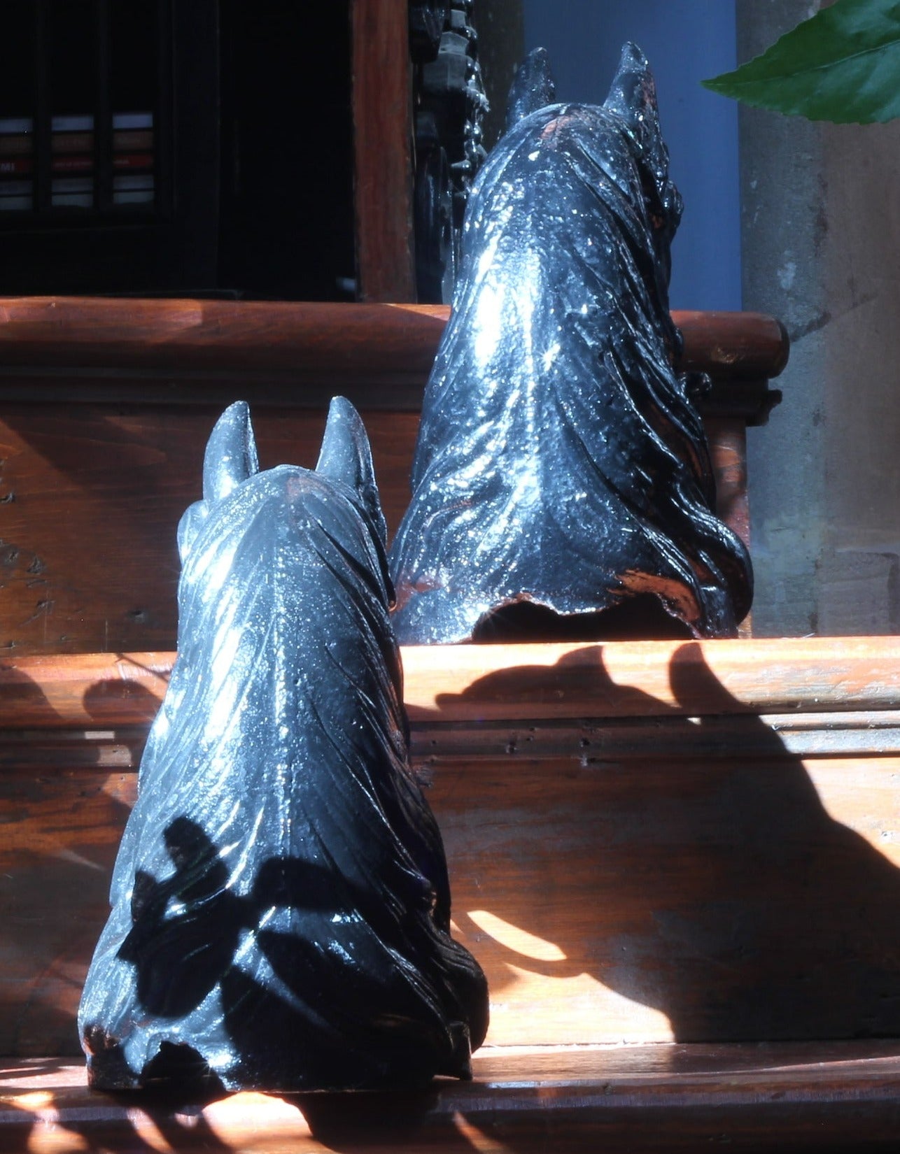 Pair Antique Horse Head Tethering Posts