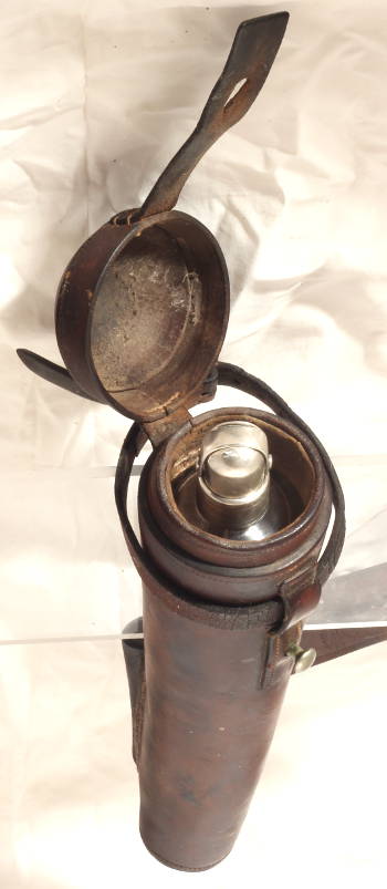 1881 Silver Mounted Saddle Flask with Straw (Flask168)