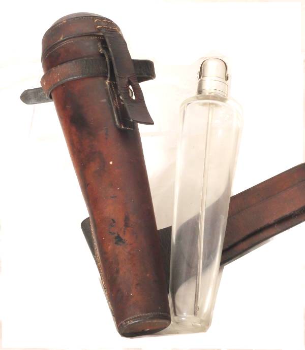 1881 Silver Mounted Saddle Flask with Straw (Flask168)