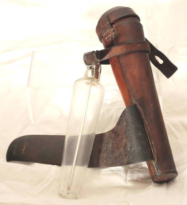 1881 Silver Mounted Saddle Flask with Straw (Flask168)