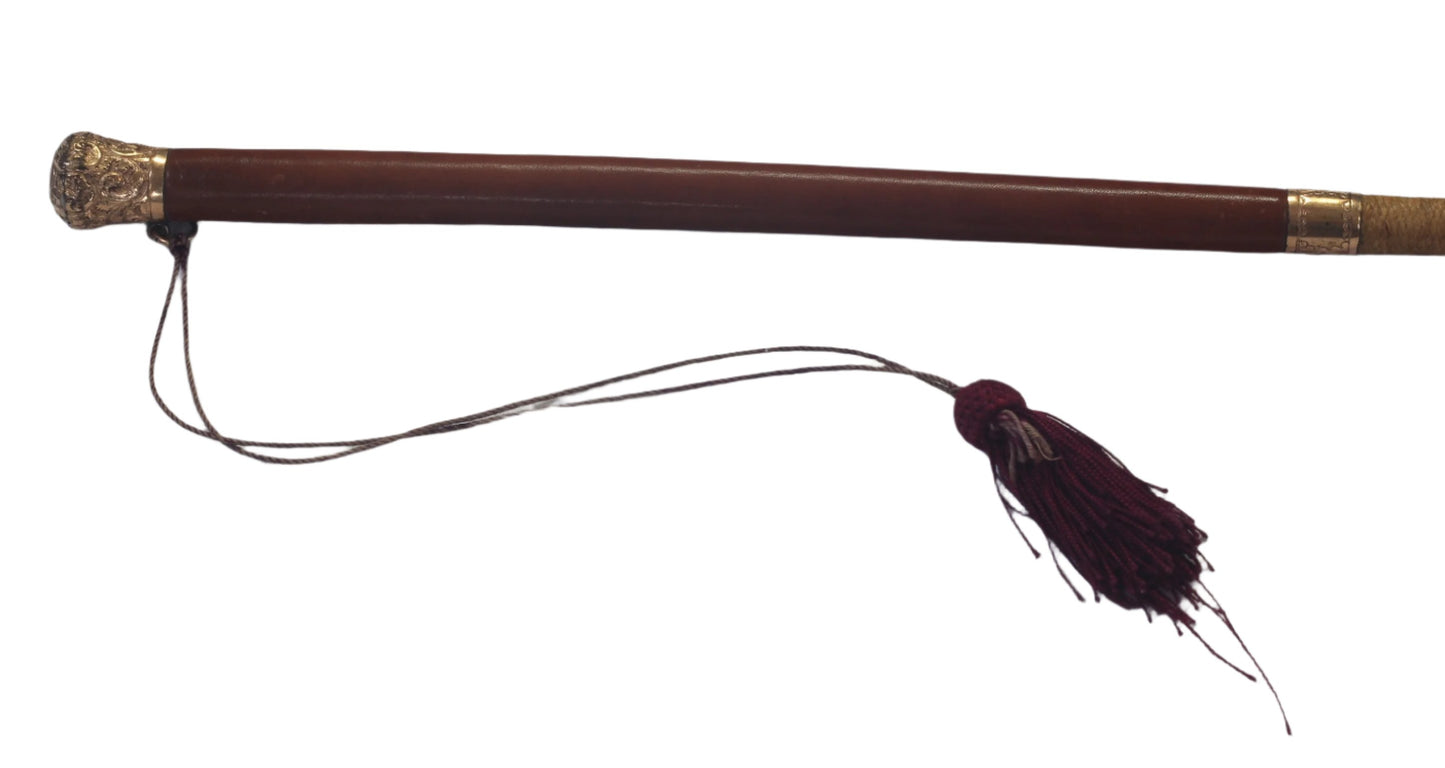 Victorian Ladies Sidesaddle Whip with Gilt Mounts