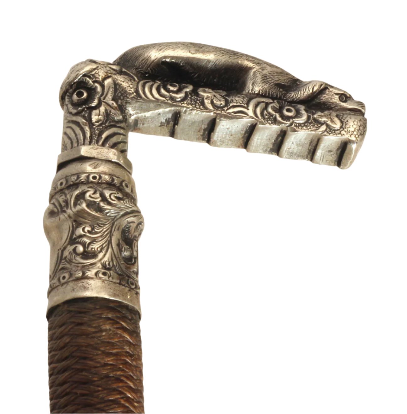 Antique Gents Park whip with Hound Handle