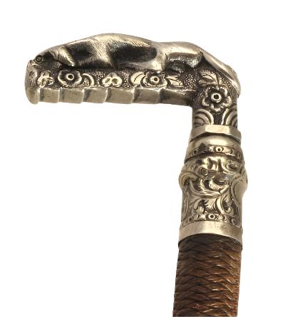 Antique Gents Park whip with Hound Handle