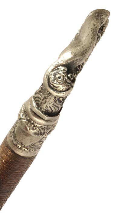 Antique Gents Park whip with Hound Handle