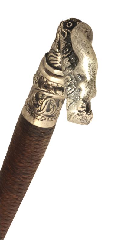 Antique Gents Park whip with Hound Handle