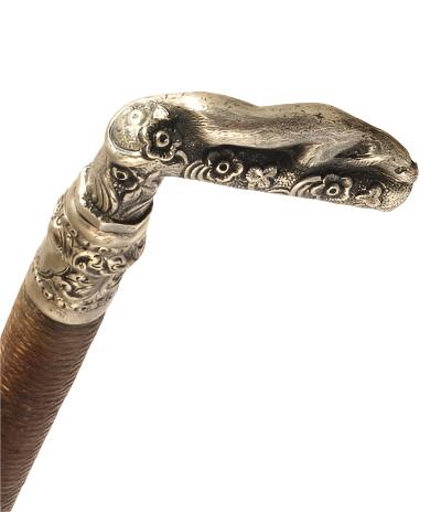 Antique Gents Park whip with Hound Handle