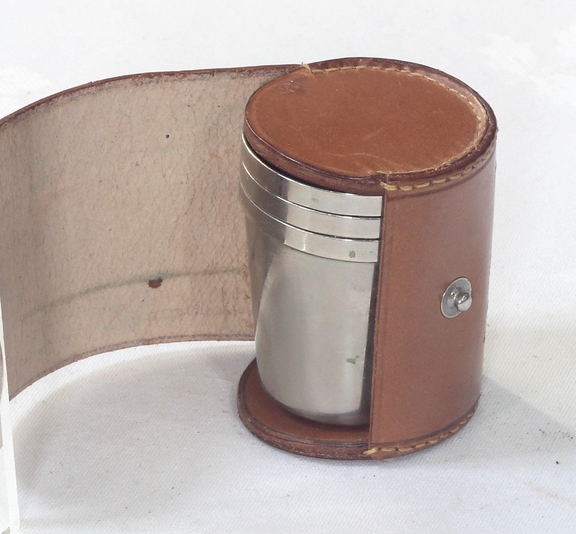 Three Small Shot or Tot Cups in Leather Case for Country Sports
