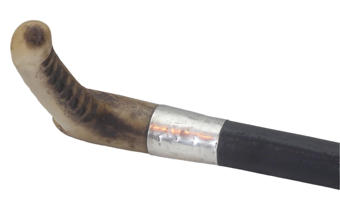 Antique Silver Mounted Hunting Whip with Thong