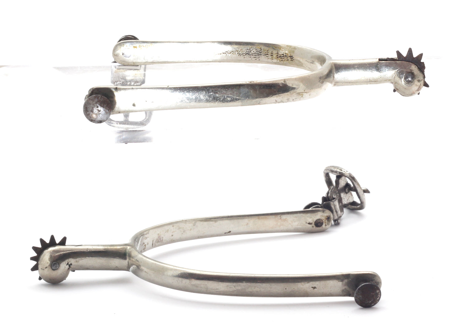 Pair of Nickel Spurs with Patent Buckles